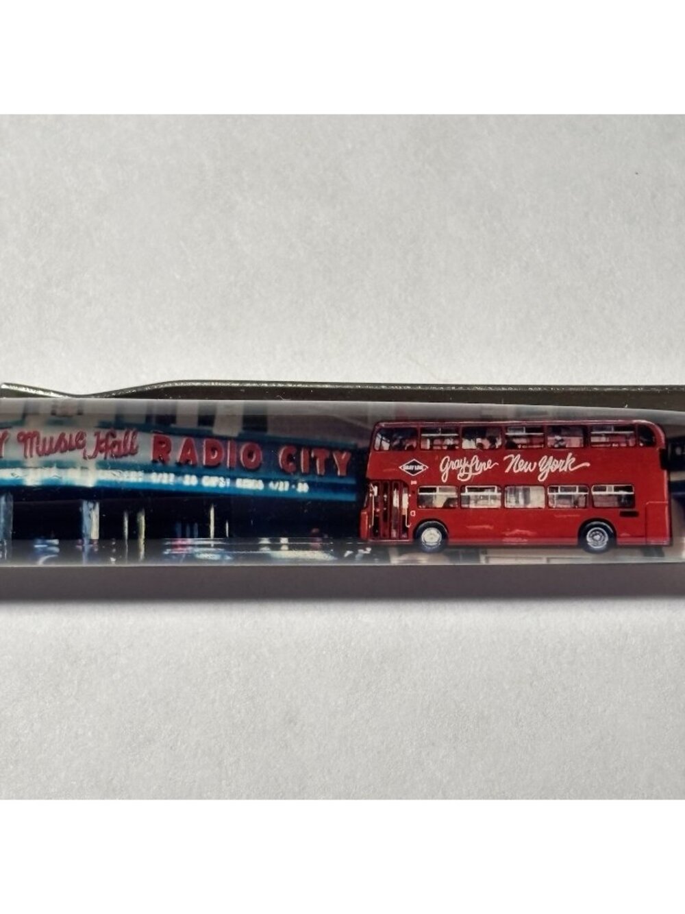 New York City Floaty Pen Red Tourist Bus Moves Radio City Music Hall Souvenir